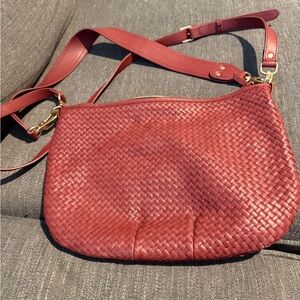 Quince Red Woven Leather Crossbody Bag